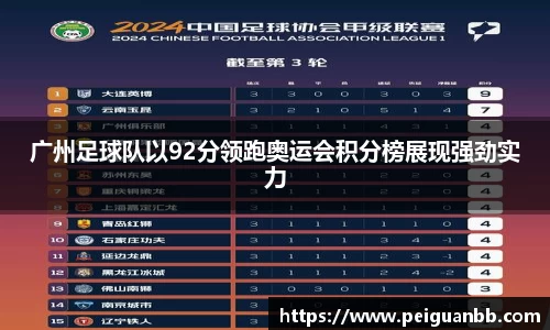 广州足球队以92分领跑奥运会积分榜展现强劲实力